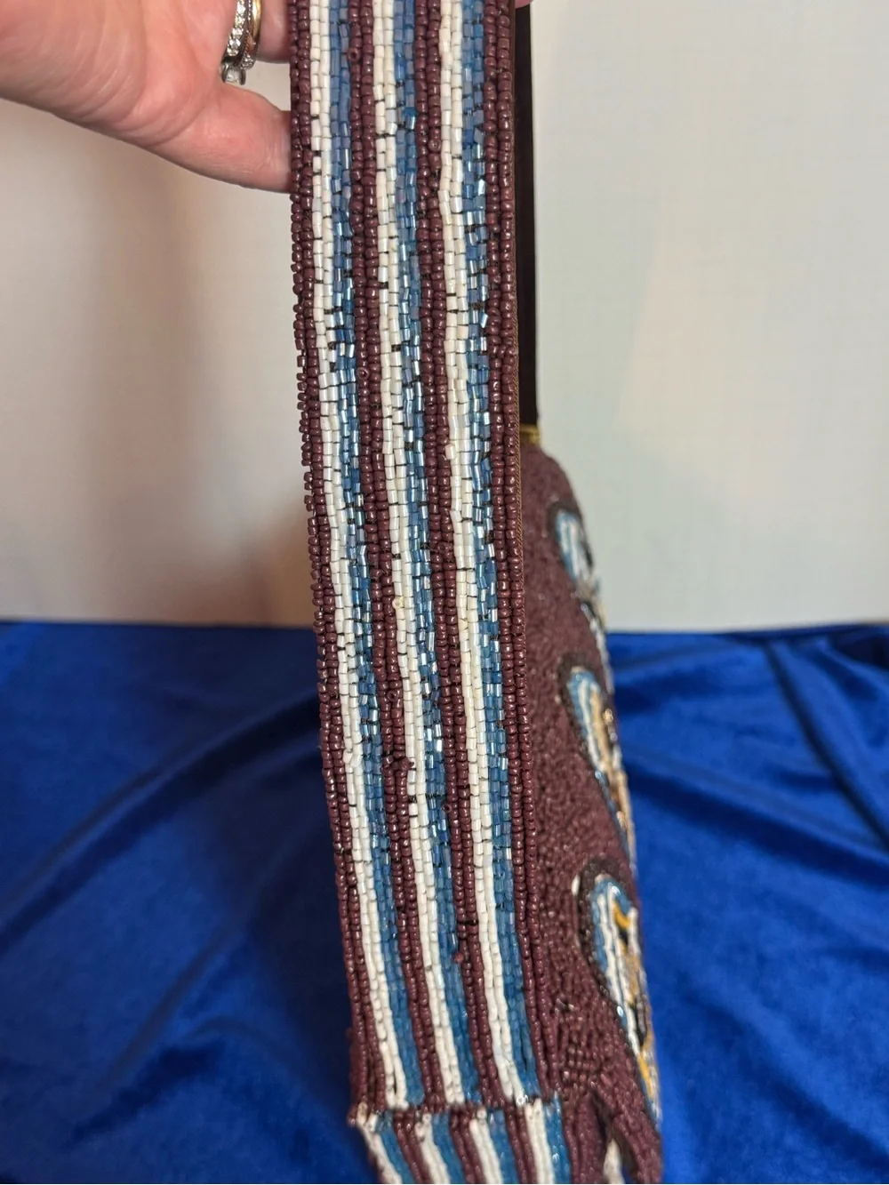Viral Beaded 3 Dog Motif Shoulder Bag - Brown